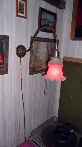 Vintage eredet. barokk fali kar, egyedi lámpa zsinóros kapcsolóval
