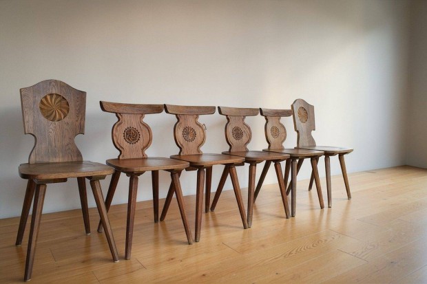 Vintage faragott t�lgyfa sz�k garnit�ra
