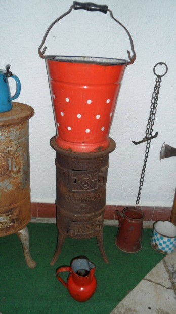 Vintage színes vizes pettyes zománc. vödör 10 L konyhai eredeti egyéb