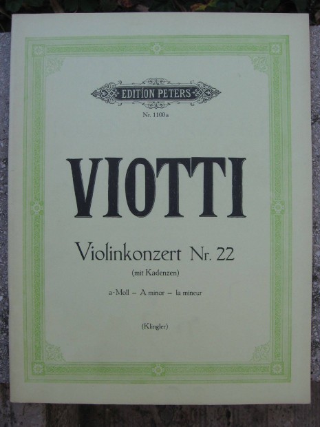 Viotti: a-moll hegedűverseny Nr.22. kotta, hegedű