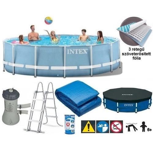 Vzforgats medence szett, fmvzas 457x122 cm INTEX PRISM FRAME POOL