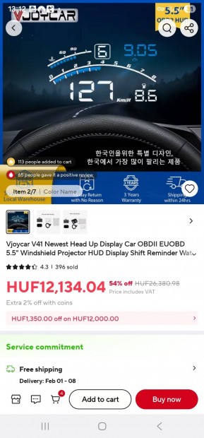 Vjoycar V41 HUD Head-Up Display - �jszer�, csak kipr�b�lva