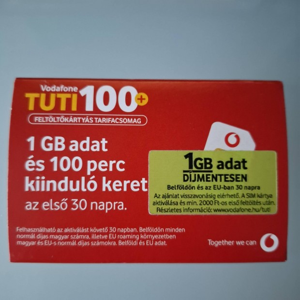 Vodafone SIM krtya Tuti 100+(Nem aktivlt)