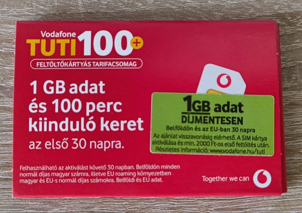 Vodafone Tuti 100+ bontatlan SIM krtya