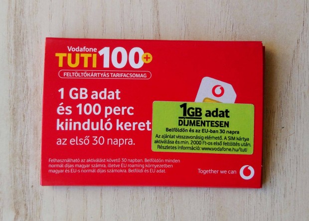 Vodafone feltltkrtya 1 GB adat + 100 perc j