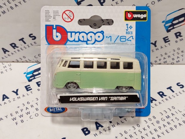 Volkswagen VW T1 transporter Samba Minibus - zld -  Burago - 1:64