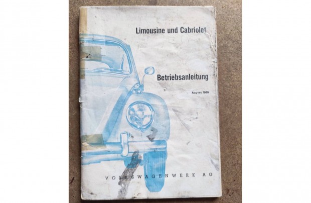 Volkswagen Vw. Bogr Cabrio kezelsi tmutat. 1965