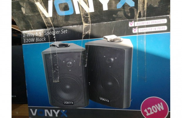 Vonyx 120W, 2-utas hangfalpr, fekete, fali konzollal