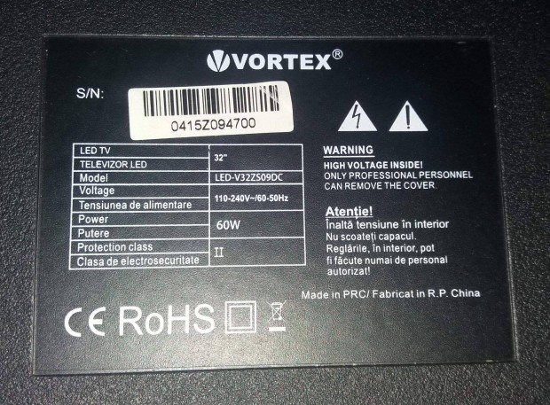 Vortex 32" LED LCD tv hibs trtt alkatrsznek CV9203H-B39