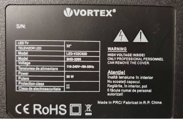Vortex LED-V32C02D LED LCD tv hibs trtt CV9202H-Dpw httr hibs!