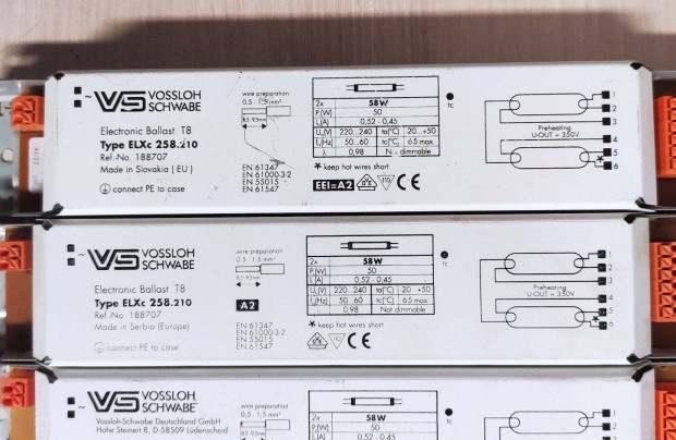 Vossloh Schwabe VS 2x58W, 2x36W-os elektronikus fnycs eltt