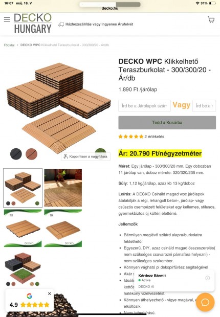 Vpc teraszburkolat