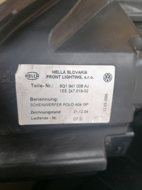Vw Polo jobb első fényszóró
