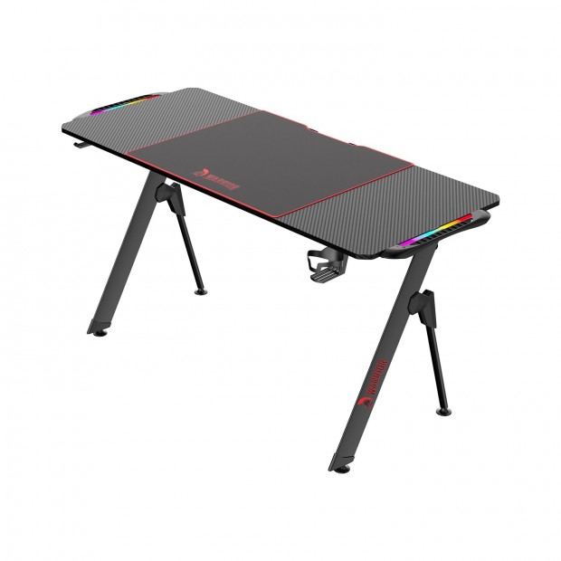 WARRIOR gamer asztal alumnium fekete sznben 140*60*75CM RGB