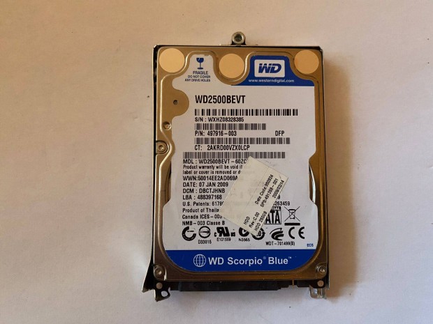 WB Blue 250 GB 5400RPM SATA 2,5"