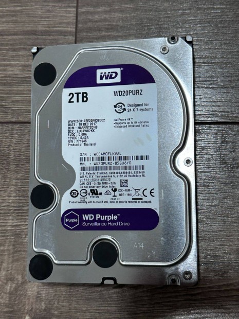 WD 2TB Purple HDD wd20purz merevlemez