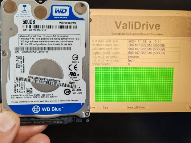 WD 500 GB HDD 2.5 merevlemez elad 100/100%