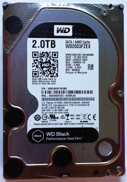 WD Black 3.5" 2000 GB HDD (7200 Rpm) (Dobozban, csomagolva)