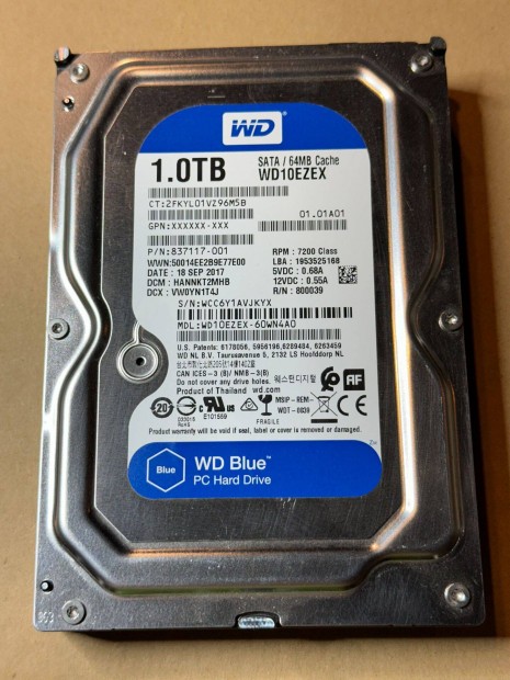 WD Blue 3.5" 1TB SATA merevlemez elad