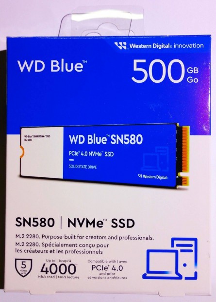 WD Blue 500 GB M.2 Pcie Nvme SSD + Pcie adapter