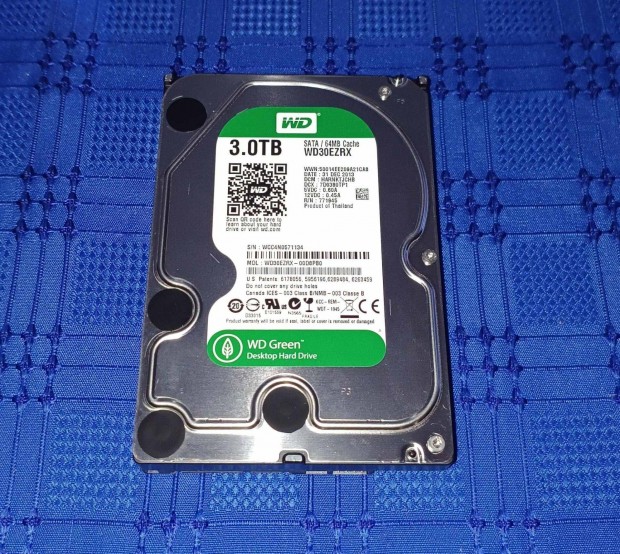 WD Green 3TB-os HDD 3.5" merevlemez (9 nap zemid)