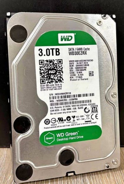 WD Green 3Tb-os 3.5" HDD winchester merevlemez