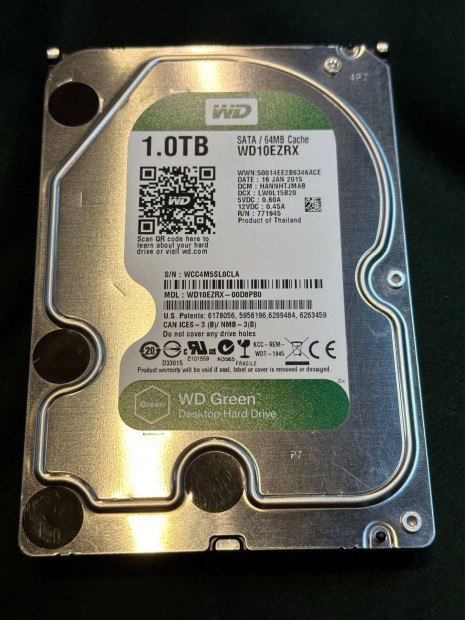 WD Green 3.5" 1TB SATA 100/100 merevlemez elad