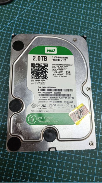 WD Green 3.5" 2TB SATA HDD 100/100 merevlemez elad