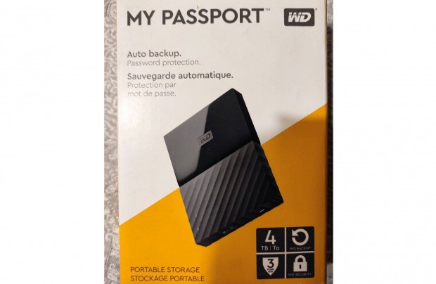 WD My Passport 4TB HDD, kls merevlemez, j