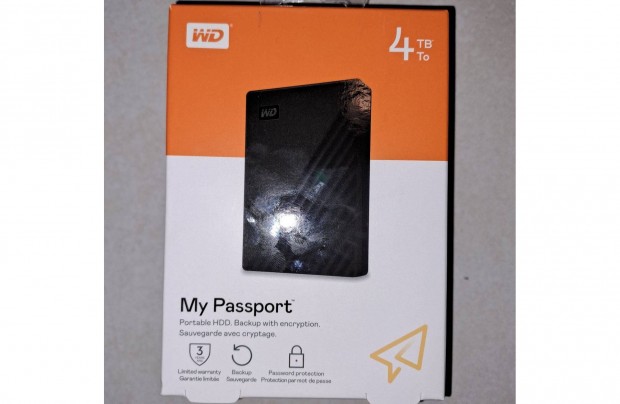 WD My Passport külső merevlemez 2.5 4TB USB 3.2 HDD