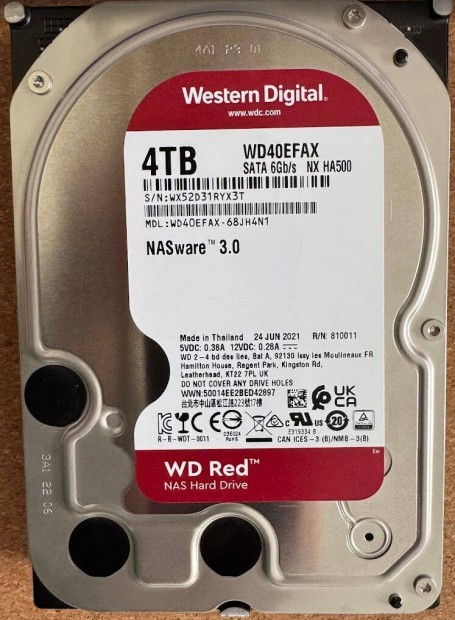WD Nasware 4TB HDD merevlemez 3.5" SATA