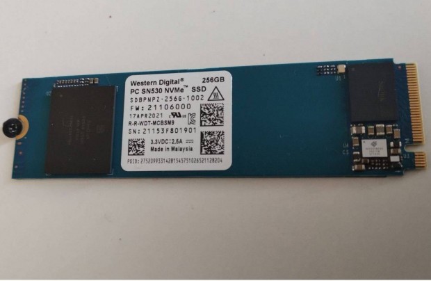 WD Nvme M2 Pcie 256Gb