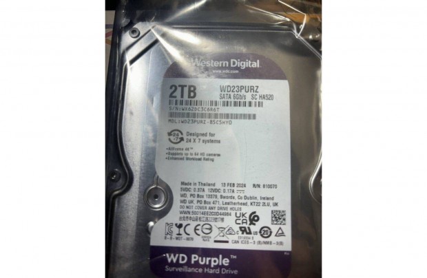 WD Purple 2TB merevlemez j