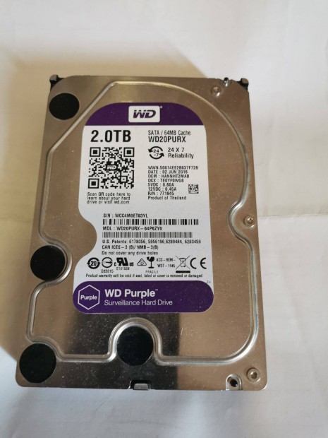 WD Purple 2 TB HDD 100/100-as,garancival,elad olcsn!