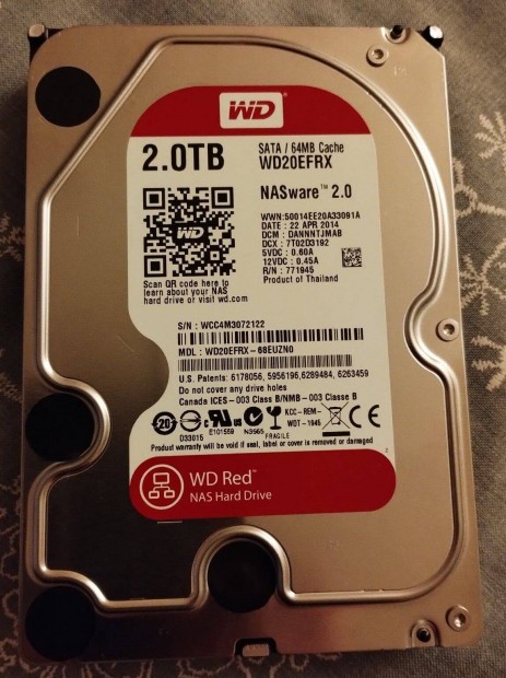 WD RED WD20Efrx Nasware2.0 2Tb 100/100