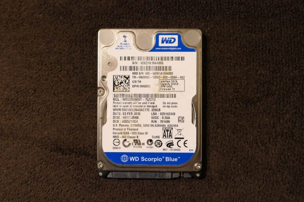 WD Scorpio Blue 320GB 2,5" HDD merevlemez