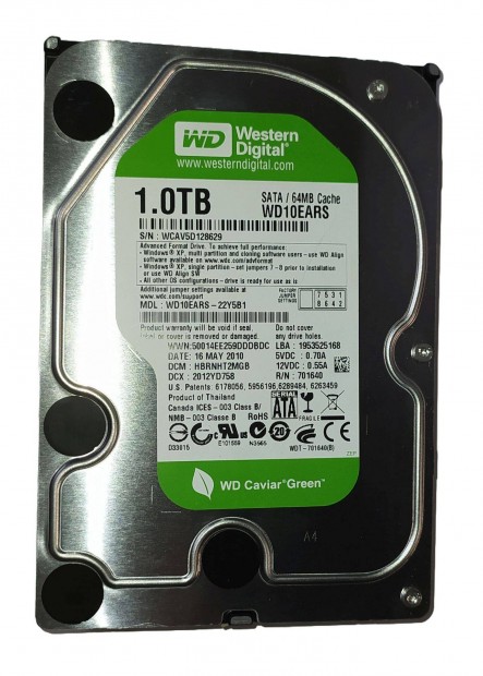 WD Western Digital 1TB HDD merevlemez SATA 3.5" 100/100 #8629