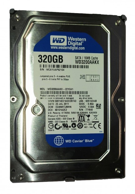 WD Western Digital 320GB HDD merevlemez SATA 3.5" 100/100 #2134
