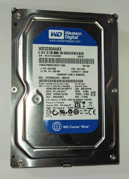 WD Western Digital 320GB HDD merevlemez SATA 3.5" 100/100 #2928