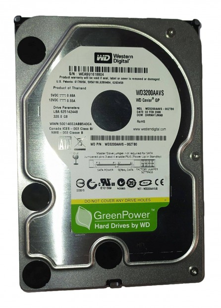 WD Western Digital 320GB HDD merevlemez SATA 3.5" 100/100 #8804