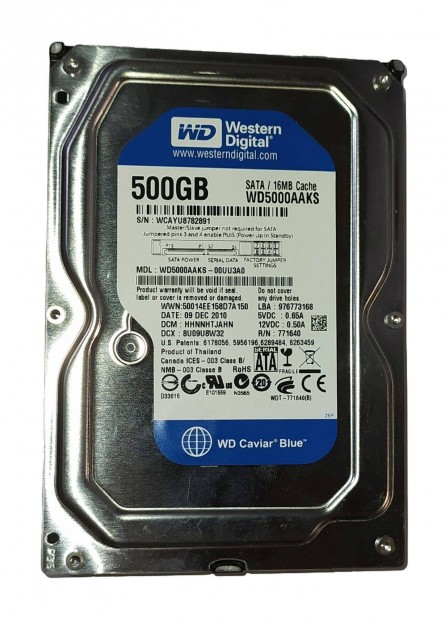 WD Western Digital 500GB HDD merevlemez SATA 3.5" 100/100 #2891
