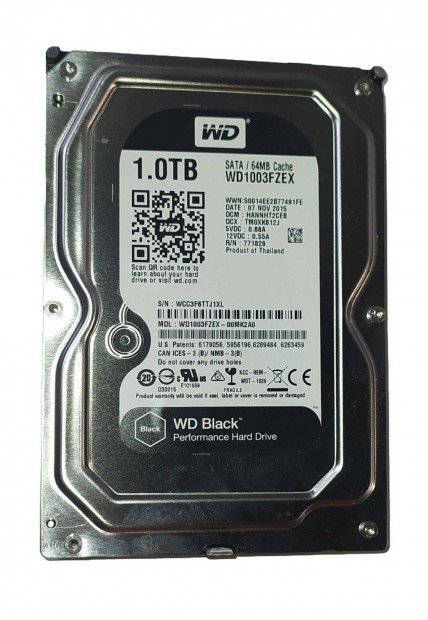 WD Western Digital Black 1TB HDD merevlemez SATA 3.5" 100/100 #J1XL