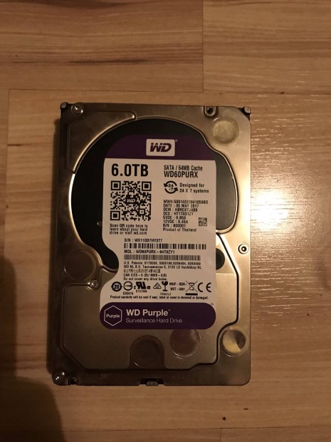 WD purple 6TB merevlemez elad