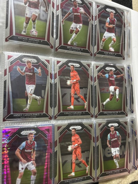 WEST Ham United Panini Prizm focis krtyk