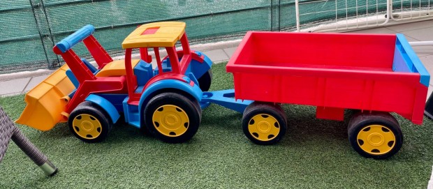 Wader Óriás Traktor Bulldózer + Pótkocsi