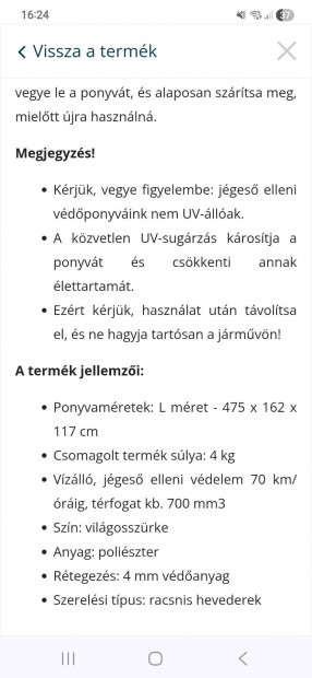 Walser Perm Protect autóponyva, jégeső elleni védelemmel.