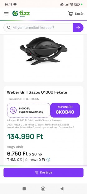 Weber 2.8kw gáz grill öntvény lap