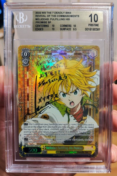 Weiß Schwarz Meliodas SP aláírt kártya (Beckett Pristine 10!) Gyűjtő