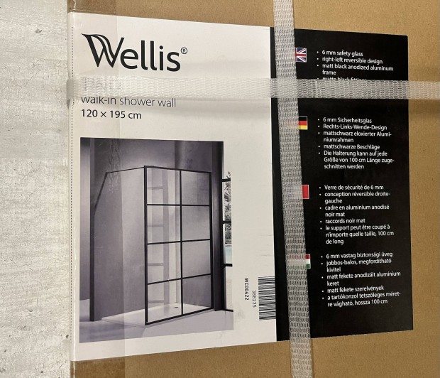 Wellis walk in shower wall 120x195