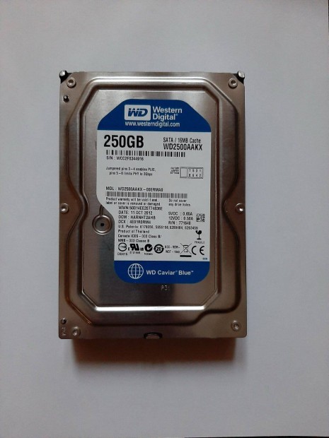 Western Digital 250GB, SATA3 merevlemez, tesztelt 100/100 (WD2500Aakx)